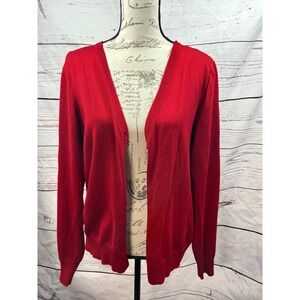 Maurices Red Knit Cardigan Sweater Long Sleeve V Neck Size XL‎